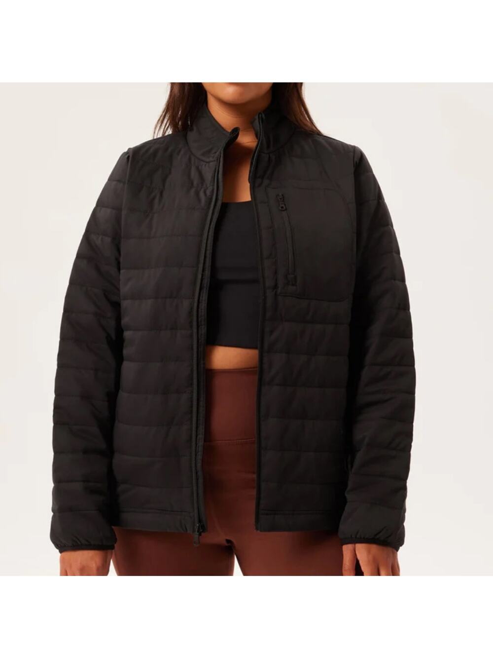 Girlfriend Collective Recycled Plastic Black Packable Puffer